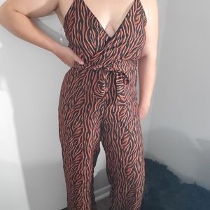 Red zebra print jumpsuit